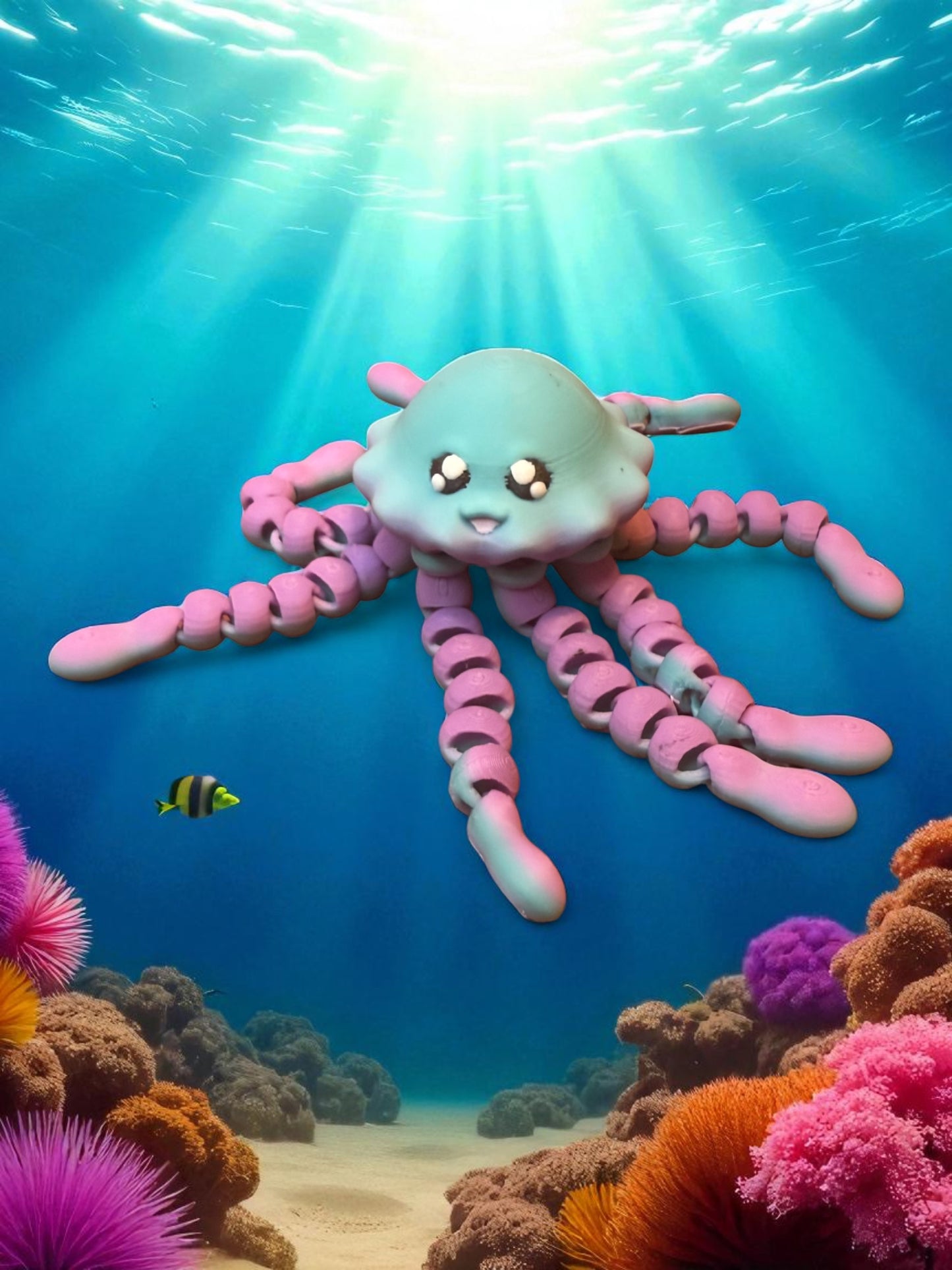 Melty Pixel 3D Printed Articulated Collectible for Desk Decoration Ocean Ornament