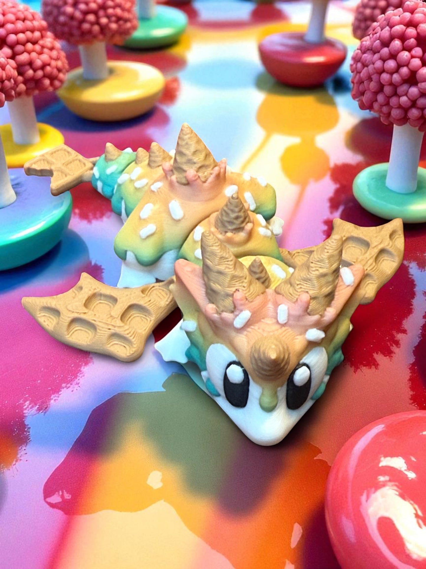 Melty Pixel 3D Printed Articulated Collectible for Desk Decoration Dragon Edition