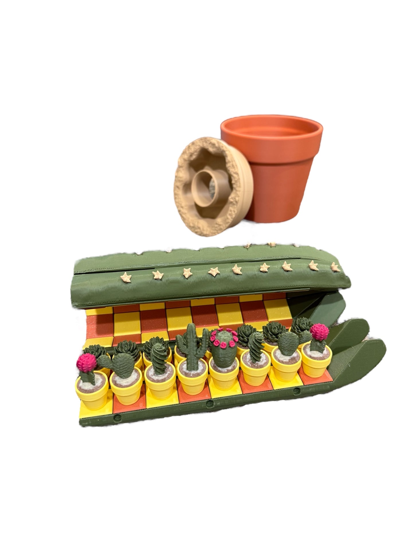 Cactus Inspired Chess Set - 3D Printed Desert-Themed Yellow Orange Board with Eco-Friendly Pieces for Game Night or Quirky Coffee Table Flex